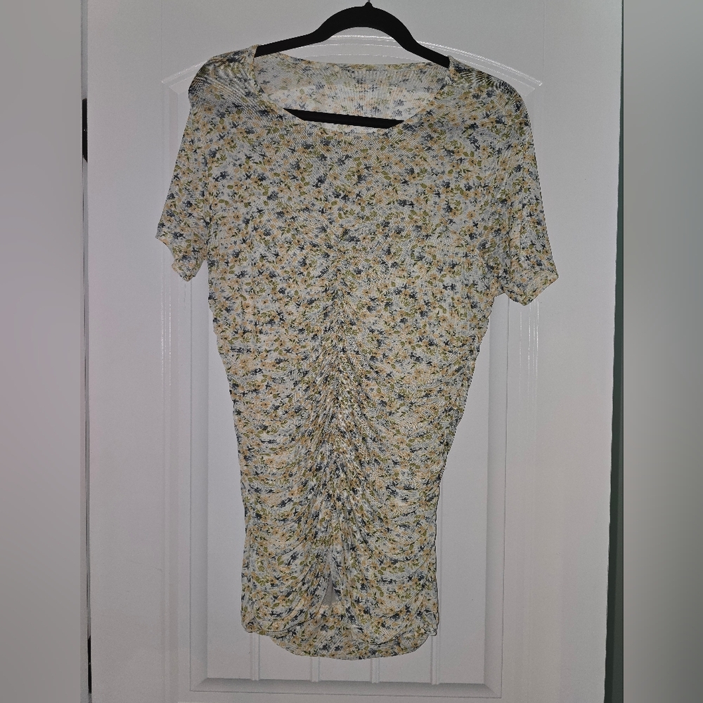 Torrid Stretch Mesh Crew Neck Ruched Top Size 00